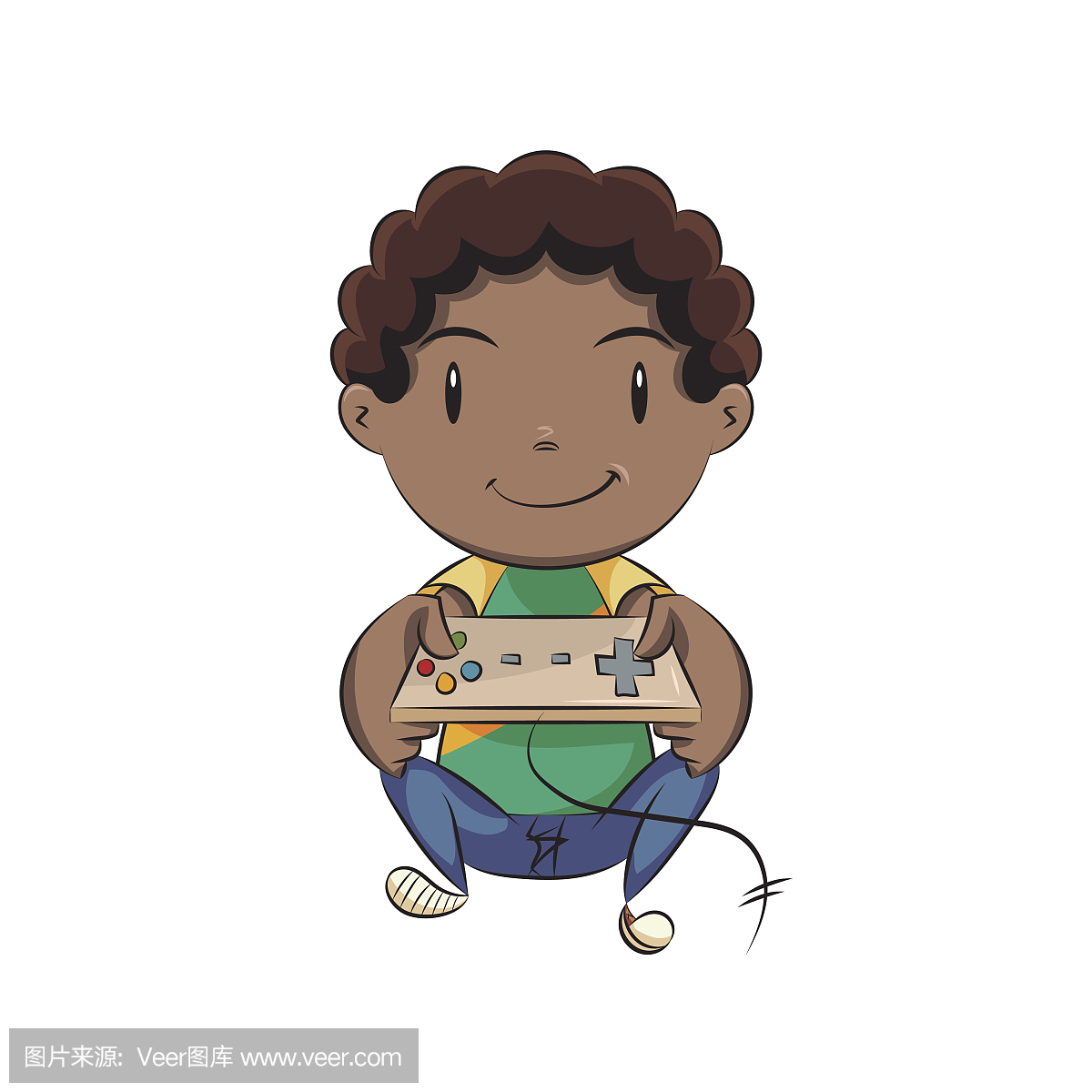 男孩玩电子游戏