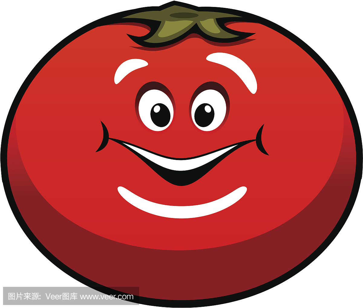 可爱的肥胖多汁的卡通番茄蔬菜
