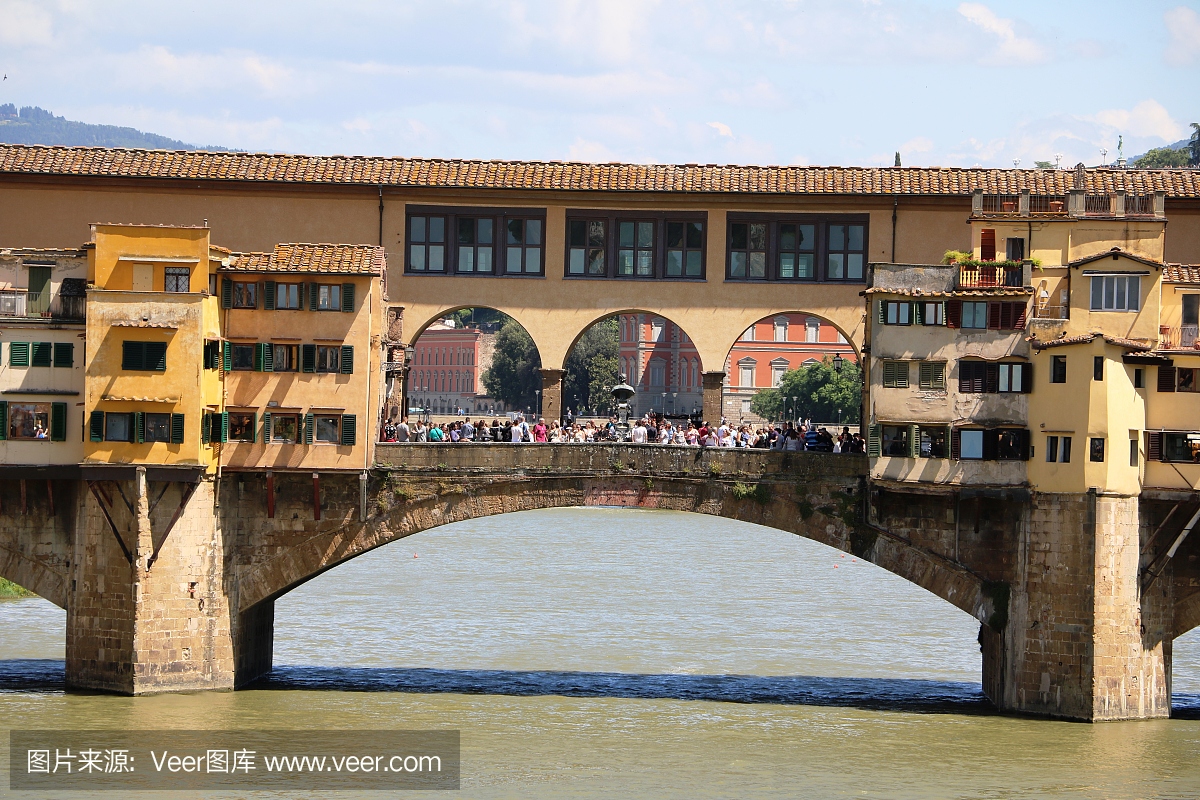 佛罗伦萨,托斯卡纳意大利的Ponte Vecchio和A