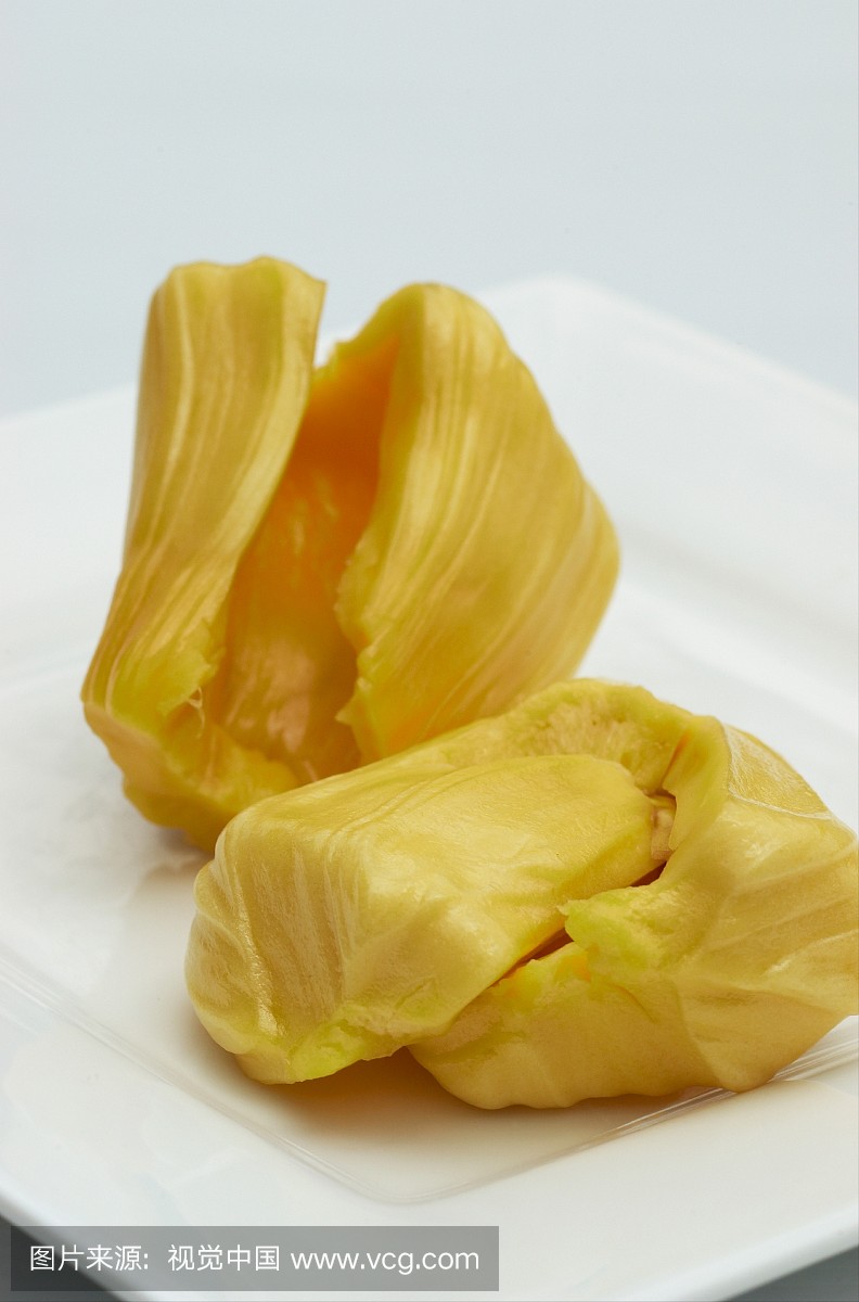 Two segments of a jackfruit