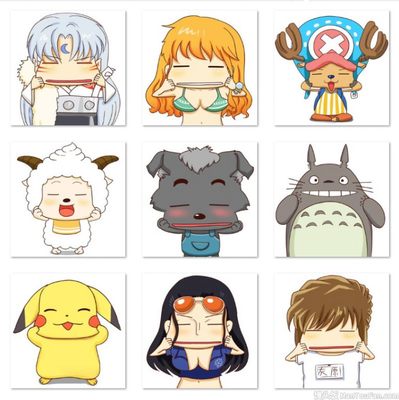 皮卡丘和灰原哀等等动漫人物捏脸卖萌头像-95kb