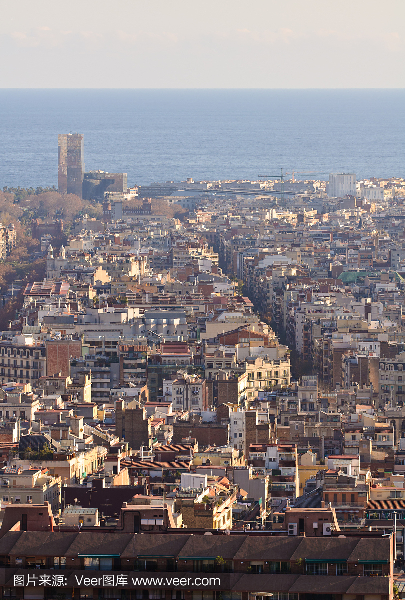 巴塞罗那市视图，西班牙。