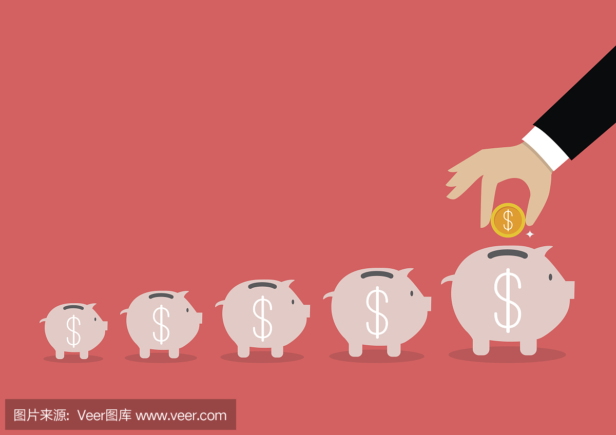 商业手段将钱插入储钱罐