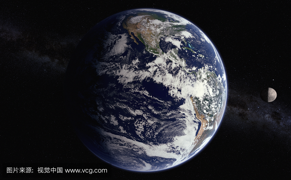 从太平洋和南北美洲的太空数字操纵的图像