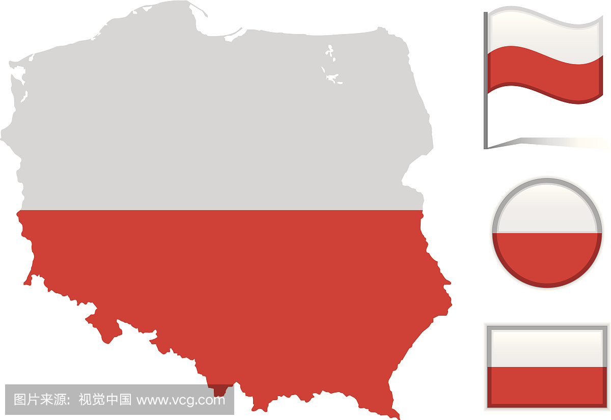 波兰地图&国旗