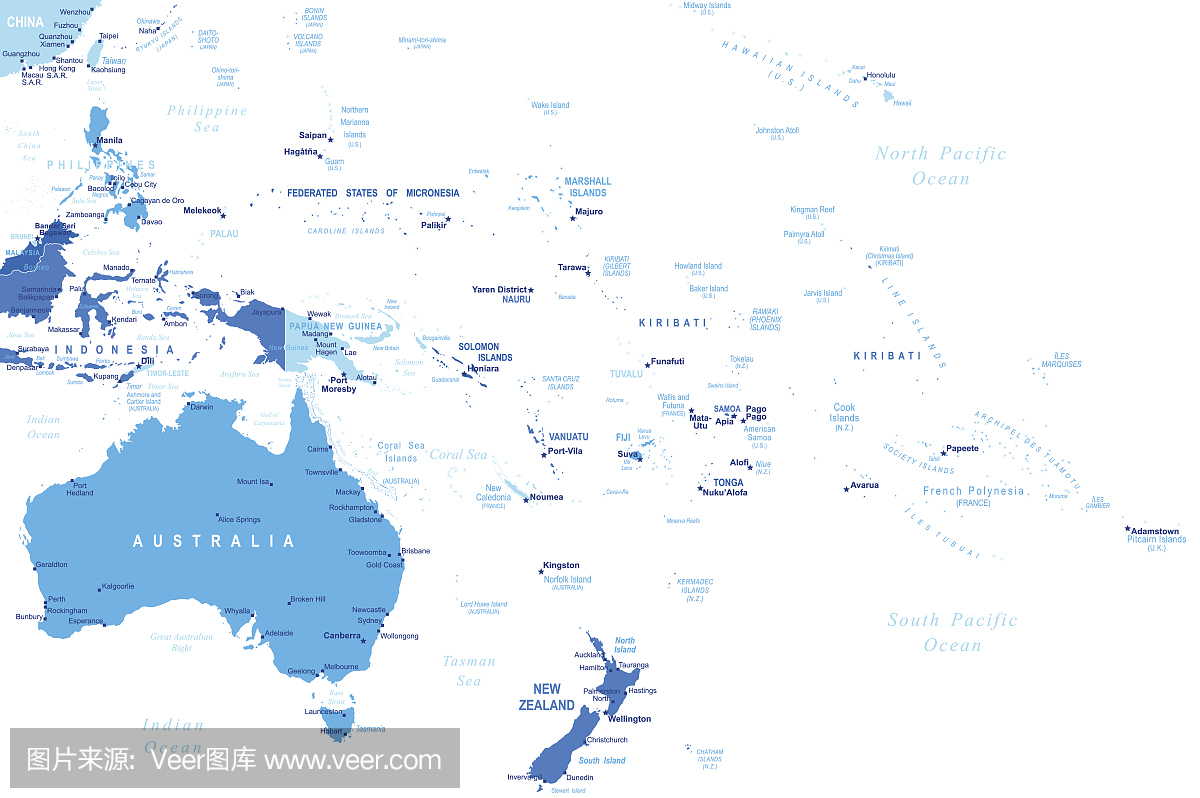 澳大利亚和大洋洲 - 地图 - 插图
