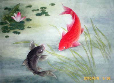 中国工笔画鲤鱼图片图片