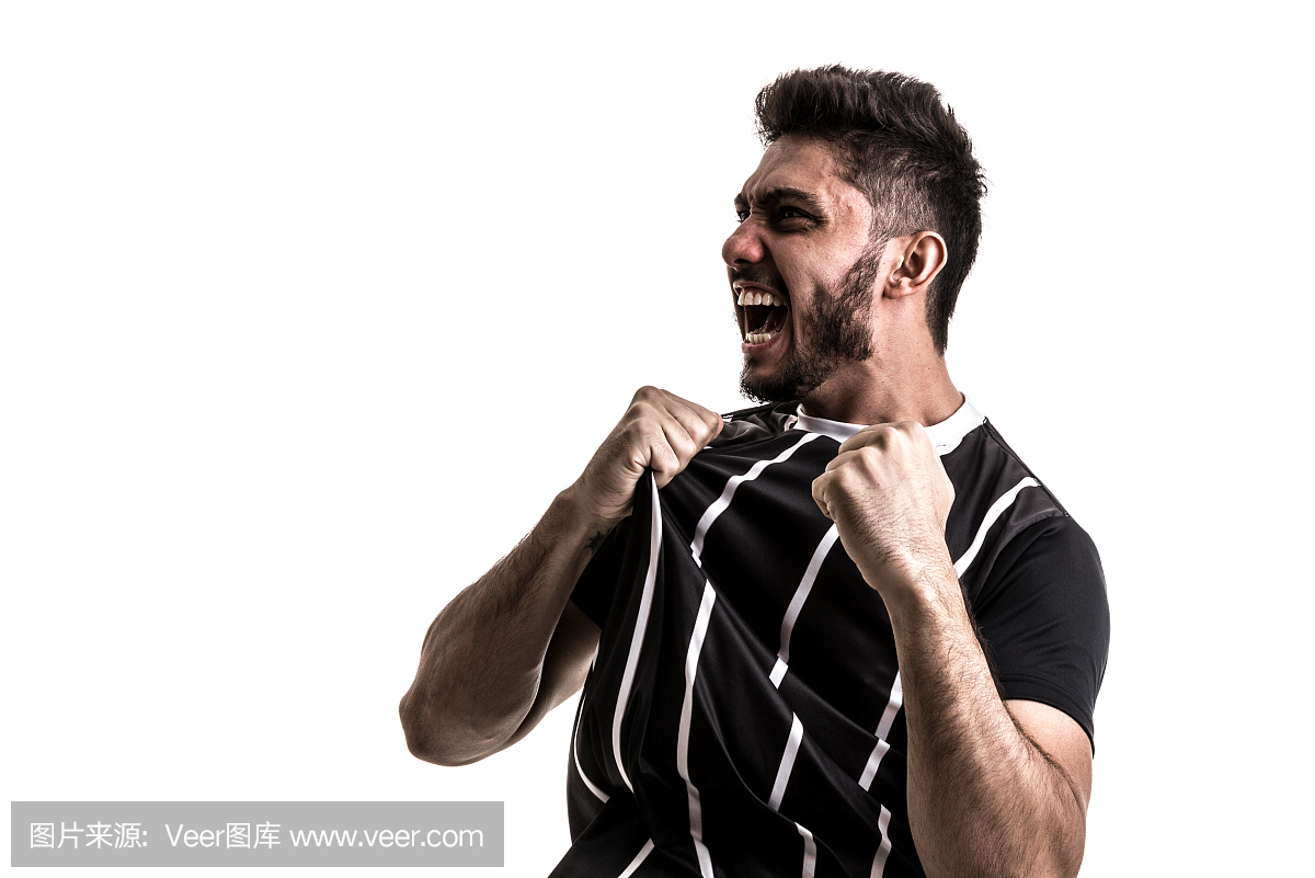 黑色和白色制服上的球迷\/体育播放器庆祝在白