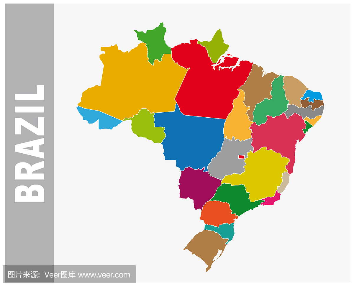 多彩的巴西行政和政治地图