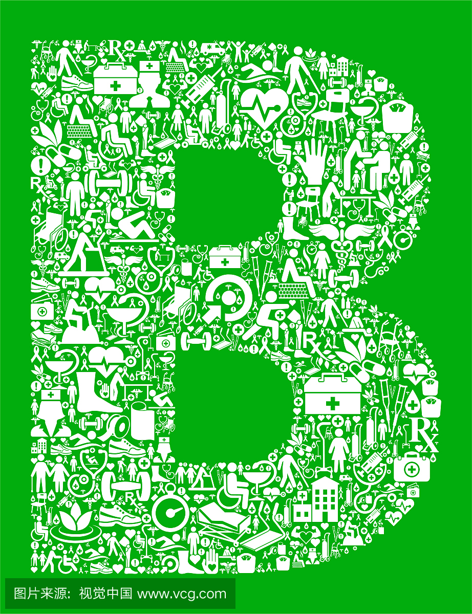 救护车,手杖,图标集,英文字母B