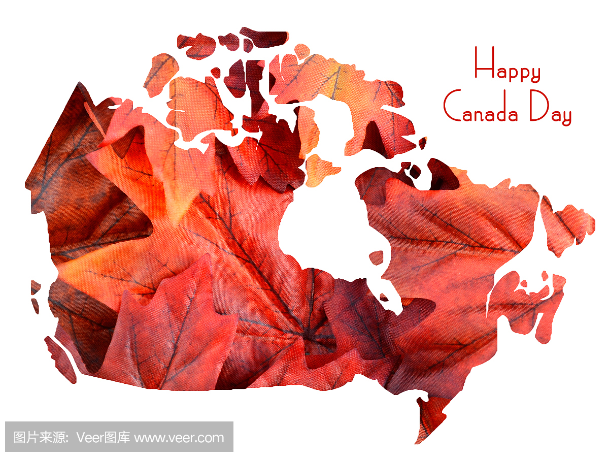 红枫叶加拿大地图形状