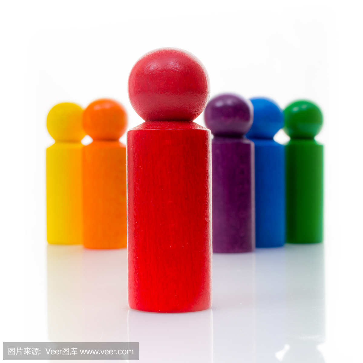 红色领导人Pawn与它的彩虹色的团队