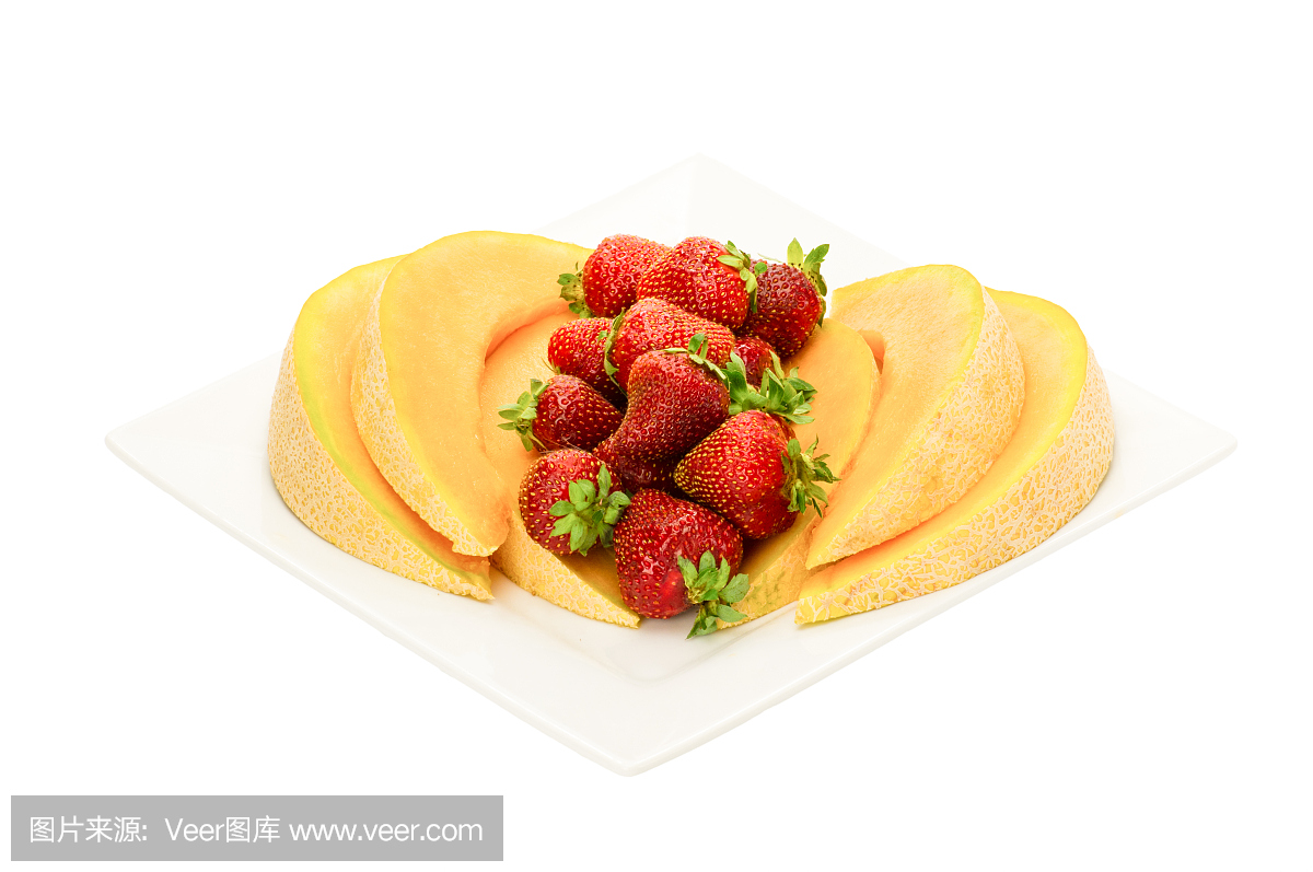 水果沙漠与哈密瓜和草莓