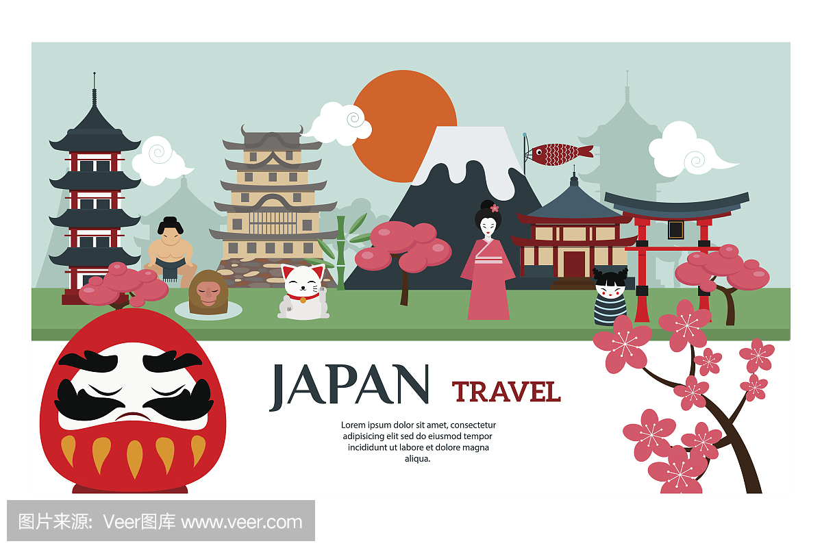 日本地标旅游矢量海报