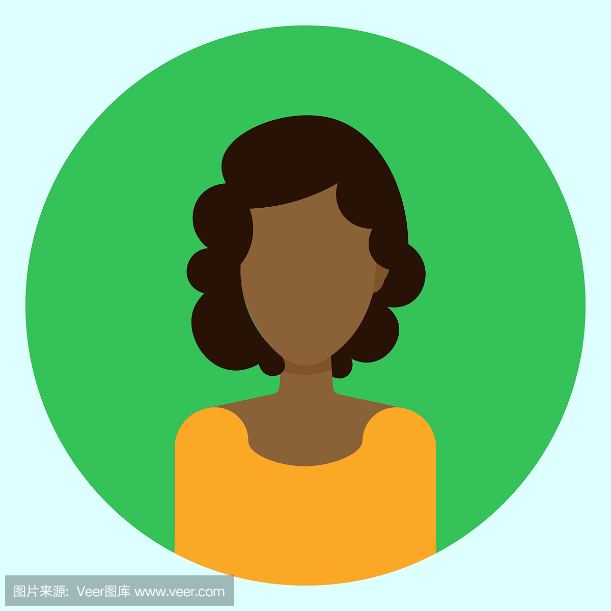 女性头像配置文件图标圆的非洲裔美国女人的脸