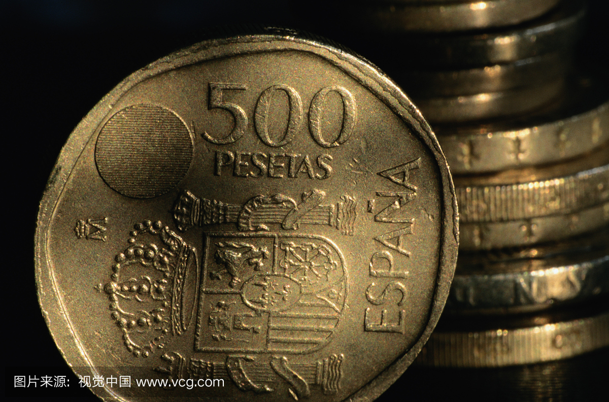 硬币,室内,特写,西班牙硬币