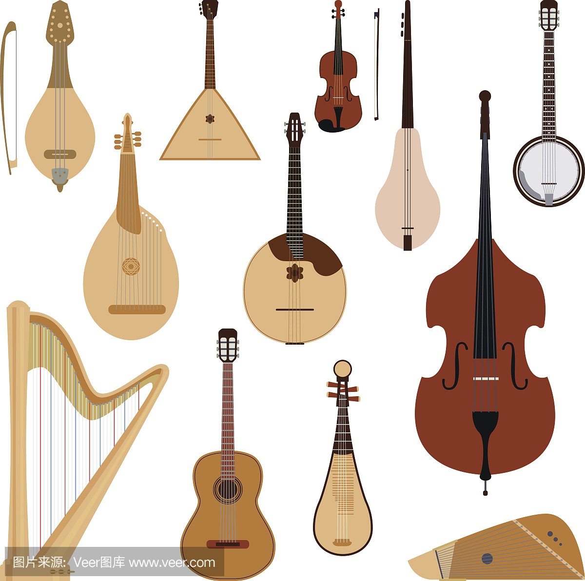 一串弦乐梦乐器古典乐团艺术声音工具和声学交