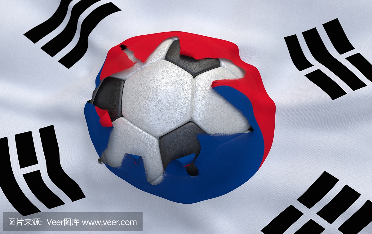 孔在南韩的国旗和足球