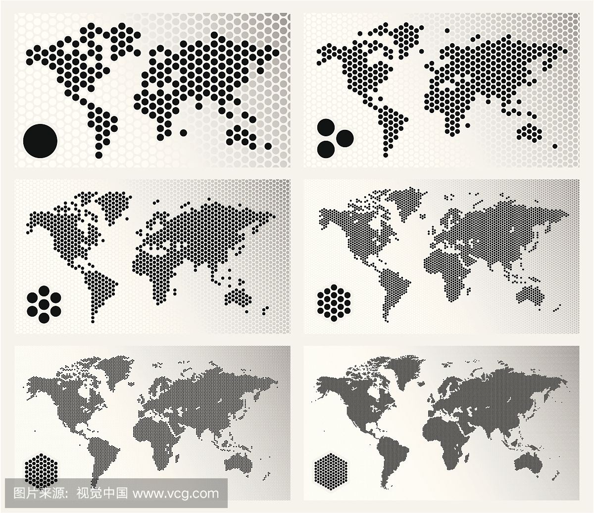 虚拟世界地图在不同的决议