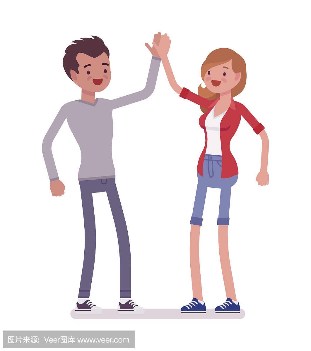 Young man and woman giving high five