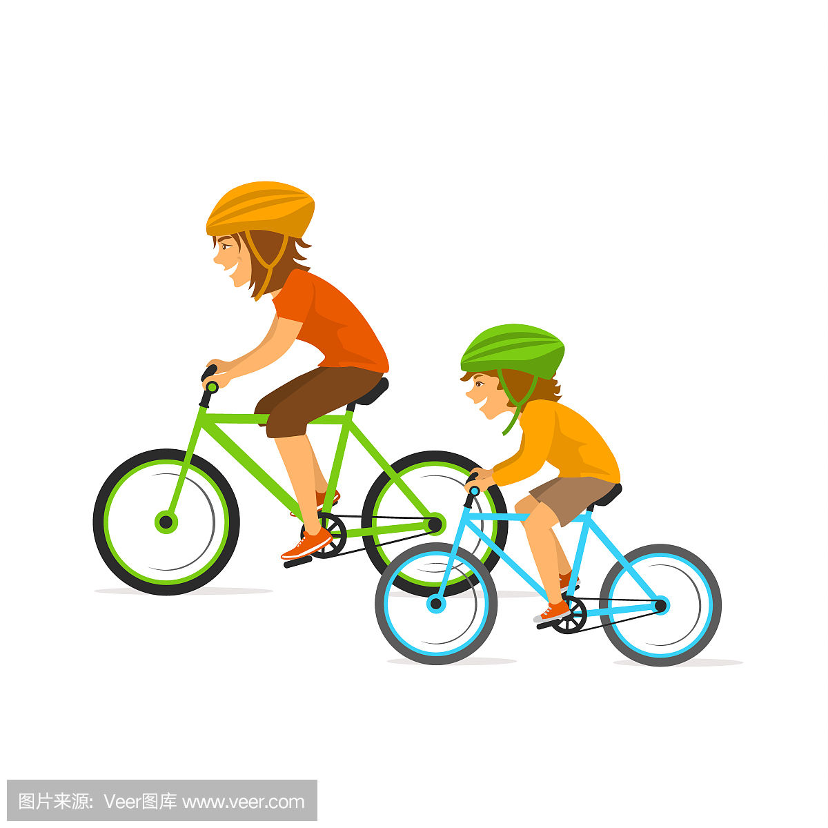 母亲和女儿,女人和孩子骑在一起的自行车,健康