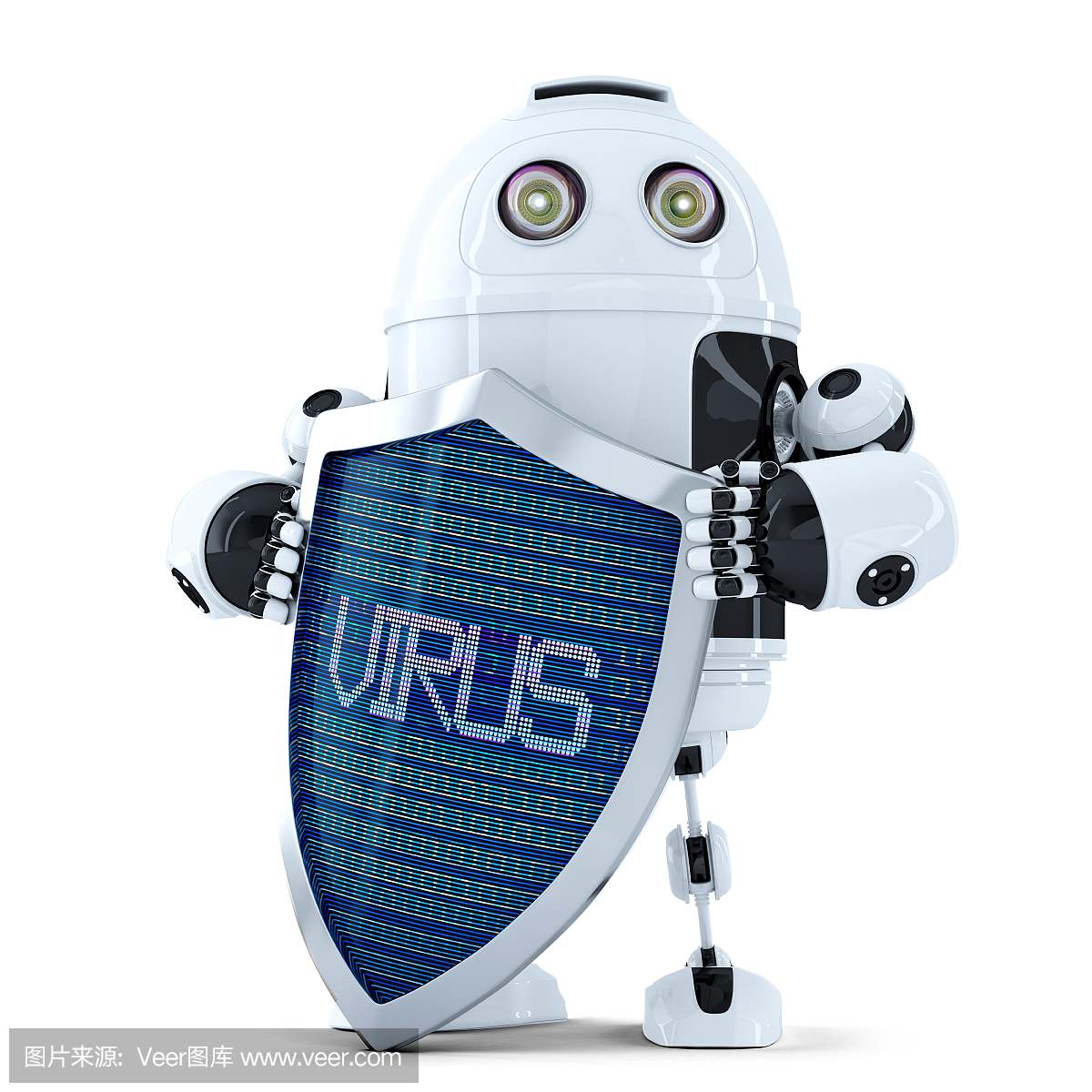 机器人与盾牌。病毒保护概念。孤立。包含剪切