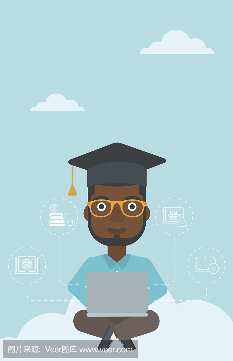 研究生坐在云上