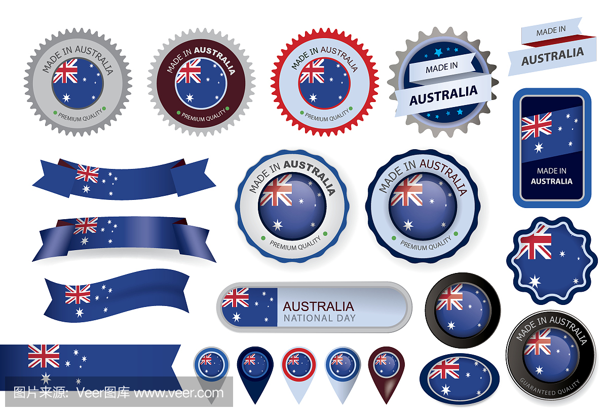 澳大利亚印章澳大利亚国旗(矢量艺术)