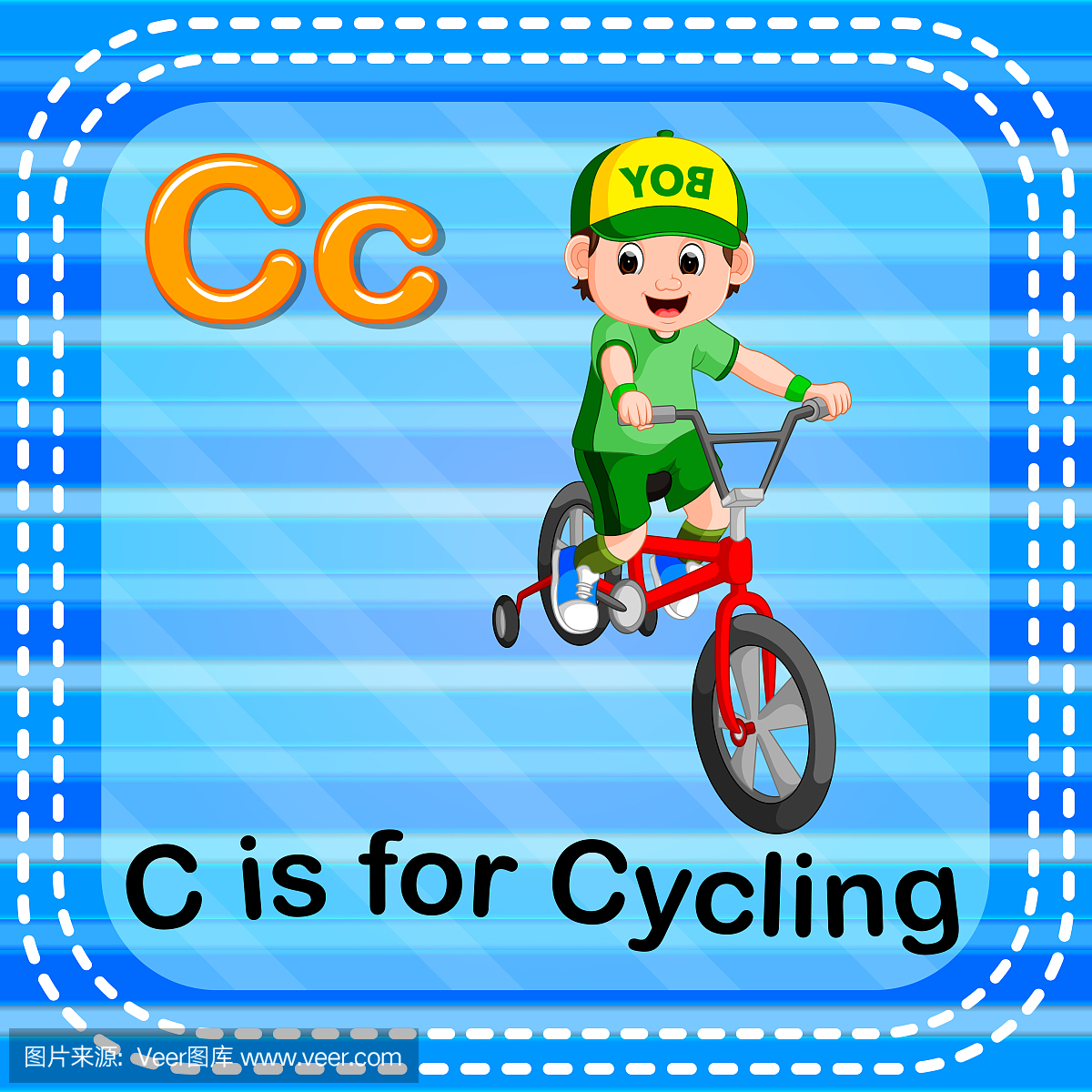 抽认卡字母C用于骑自行车