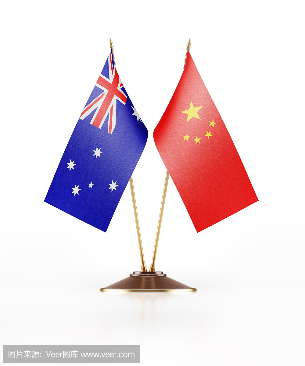 澳大利亚和中国的微缩国旗