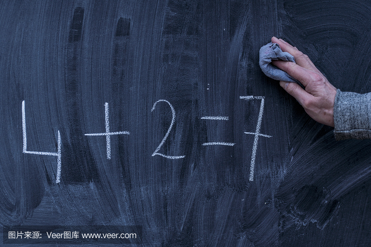 老师的手抹去,清除学校黑板上的数学错误