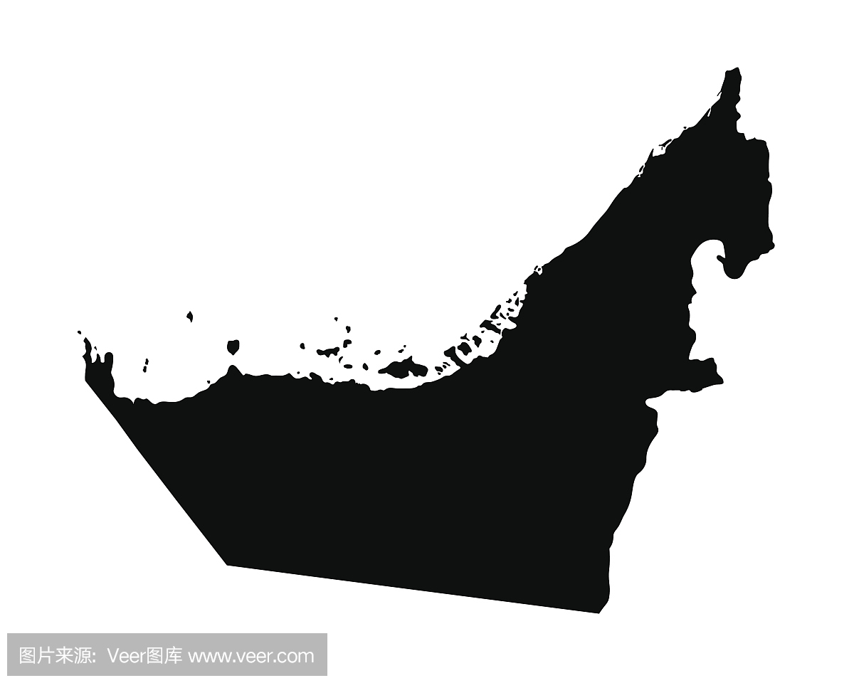 阿拉伯联合酋长国的黑色地图
