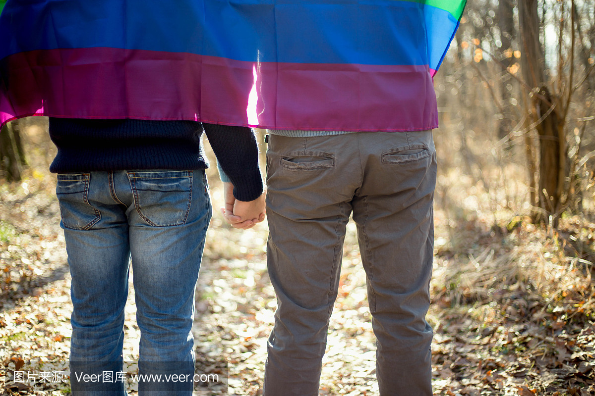 人,同性恋,同志和爱的概念 - 快乐的男同性恋夫