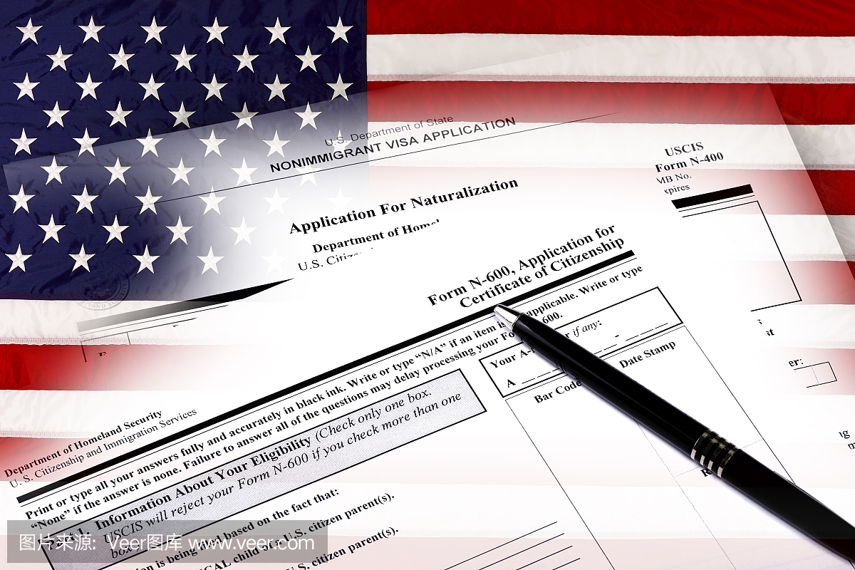 美国移民申请美国国旗特写