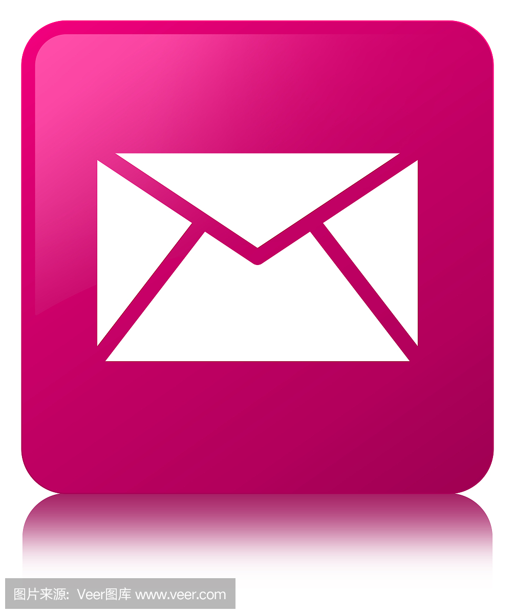 电子邮件图标粉色方形按钮
