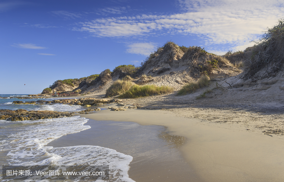 的沙滩。 Salento海岸:Frassanito海滩(意大利)