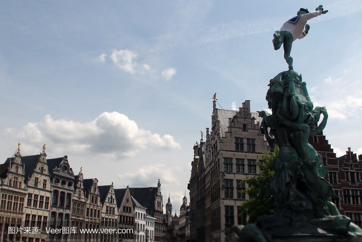 安特卫普市政厅场景夏季时间在比利时欧洲