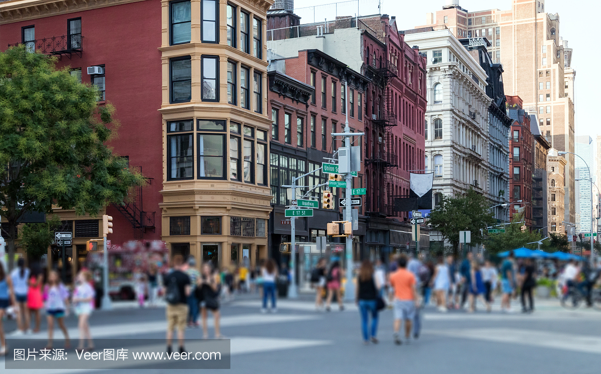 匿名人群漫步在曼哈顿,纽约市纽约联合广场公