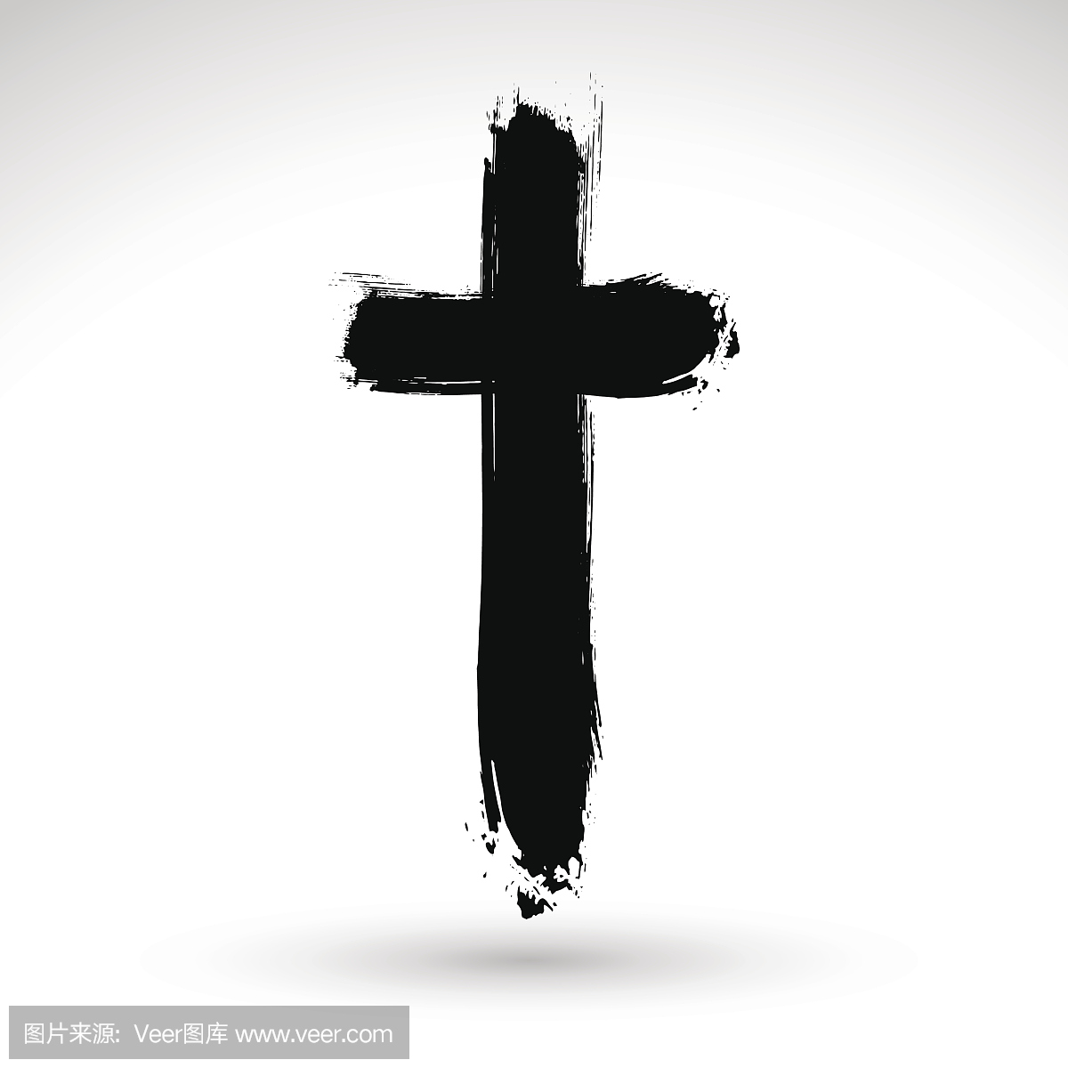 手绘黑色垃圾十字架图标,简单的基督教十字架
