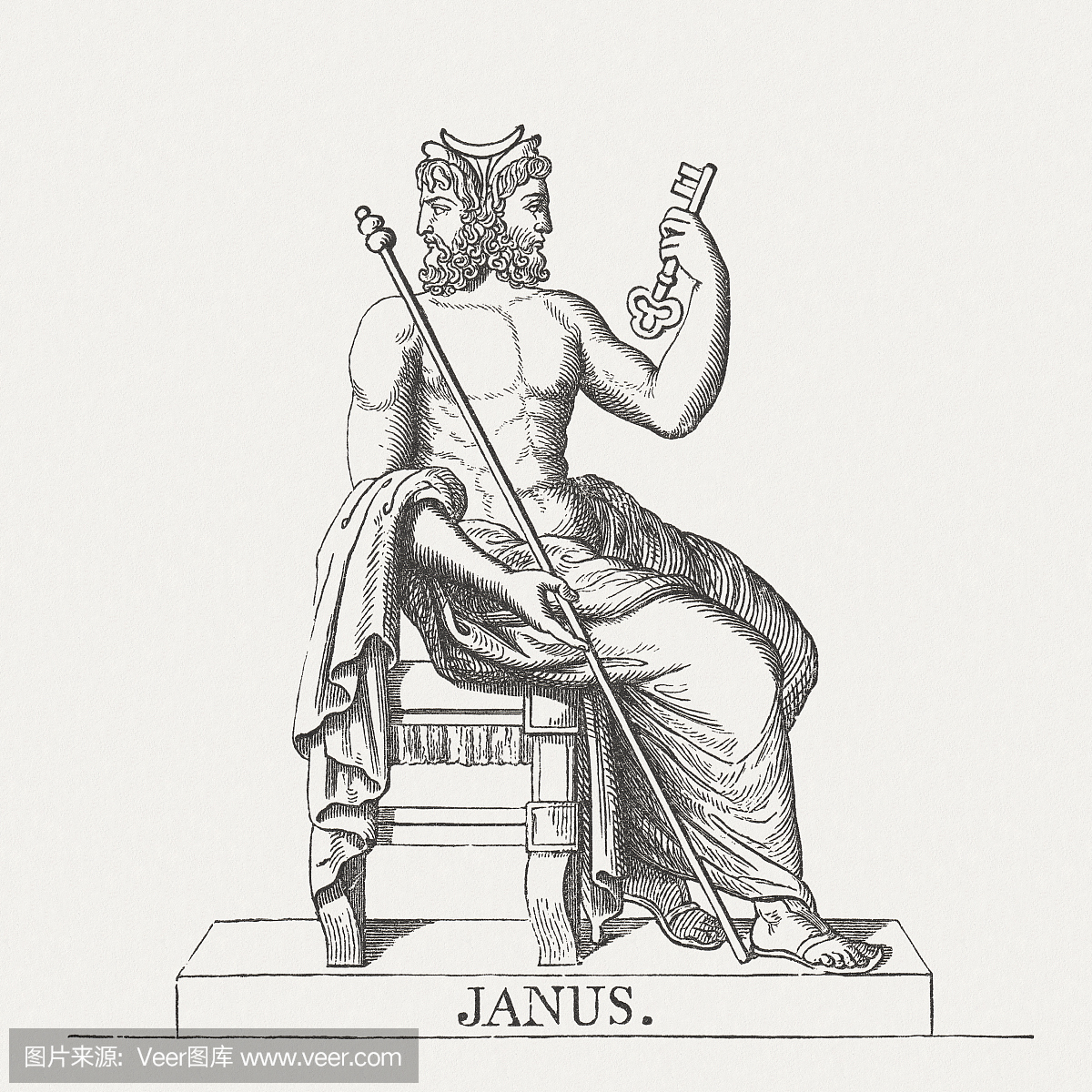 Janus,罗马神起源和转型,于1878年出版