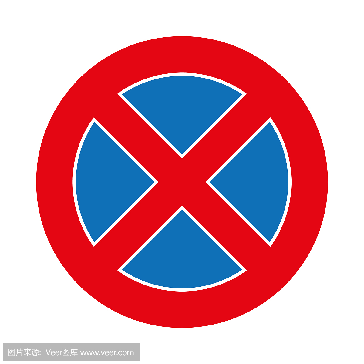 插图交通禁止停车标志图形上白色孤立