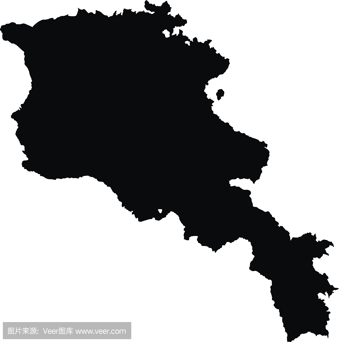亚美尼亚黑色地图在白色背景矢量