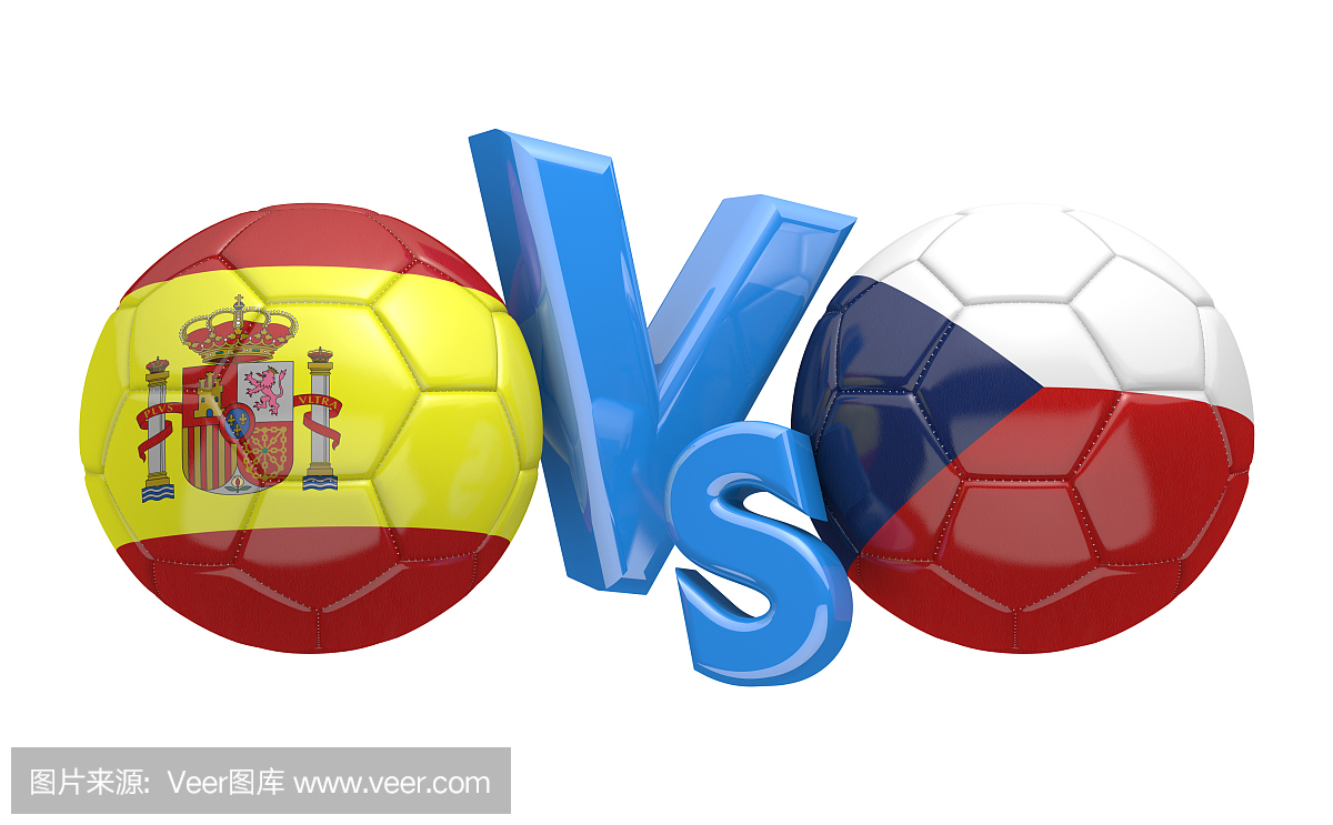 国家队西班牙和捷克共和国之间的足球比赛
