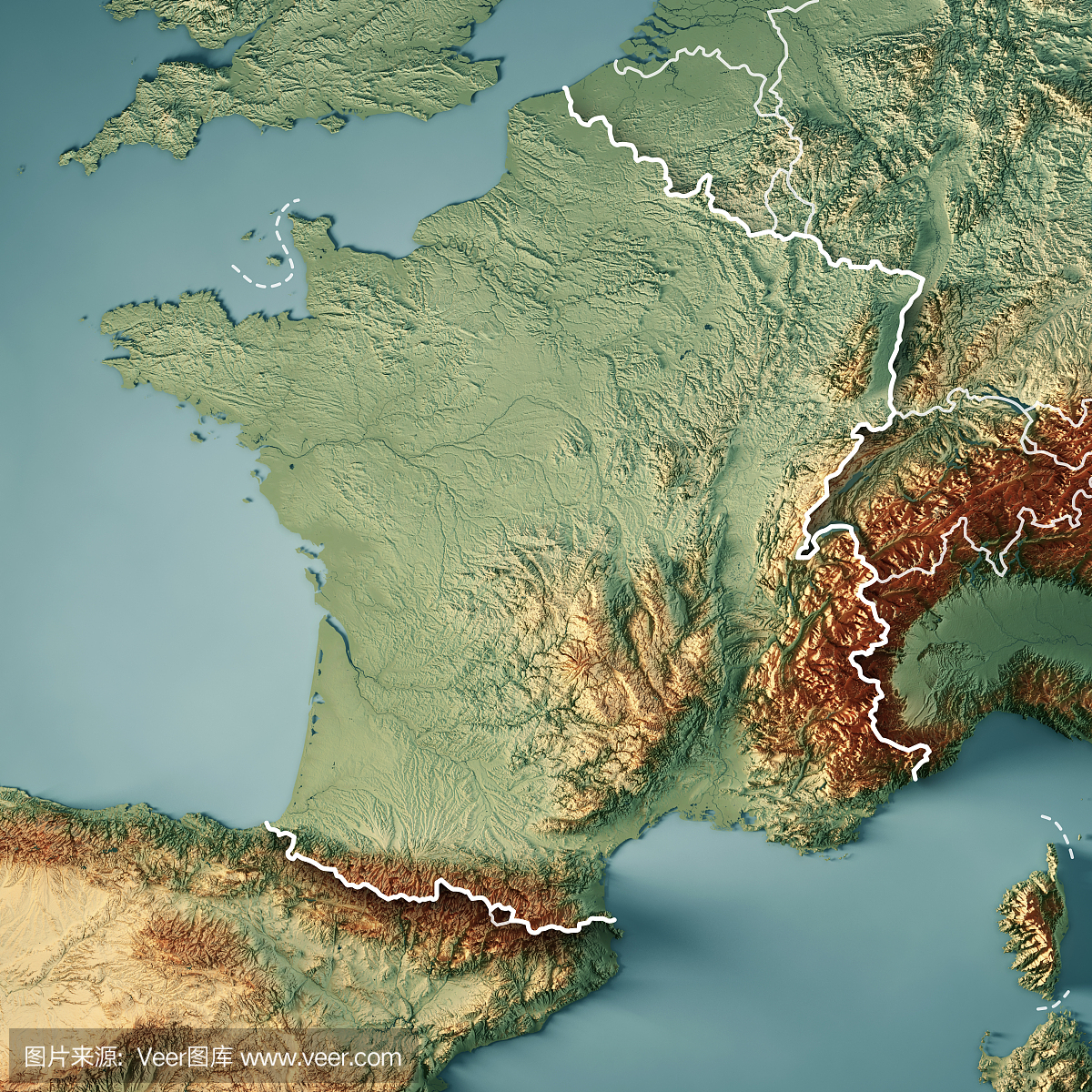 法国国家3D回报地形图边界
