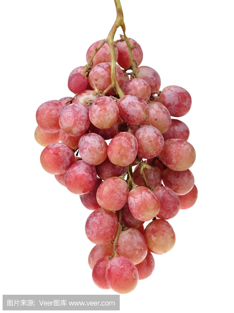 Bunch of red grapes isolated on white backgro