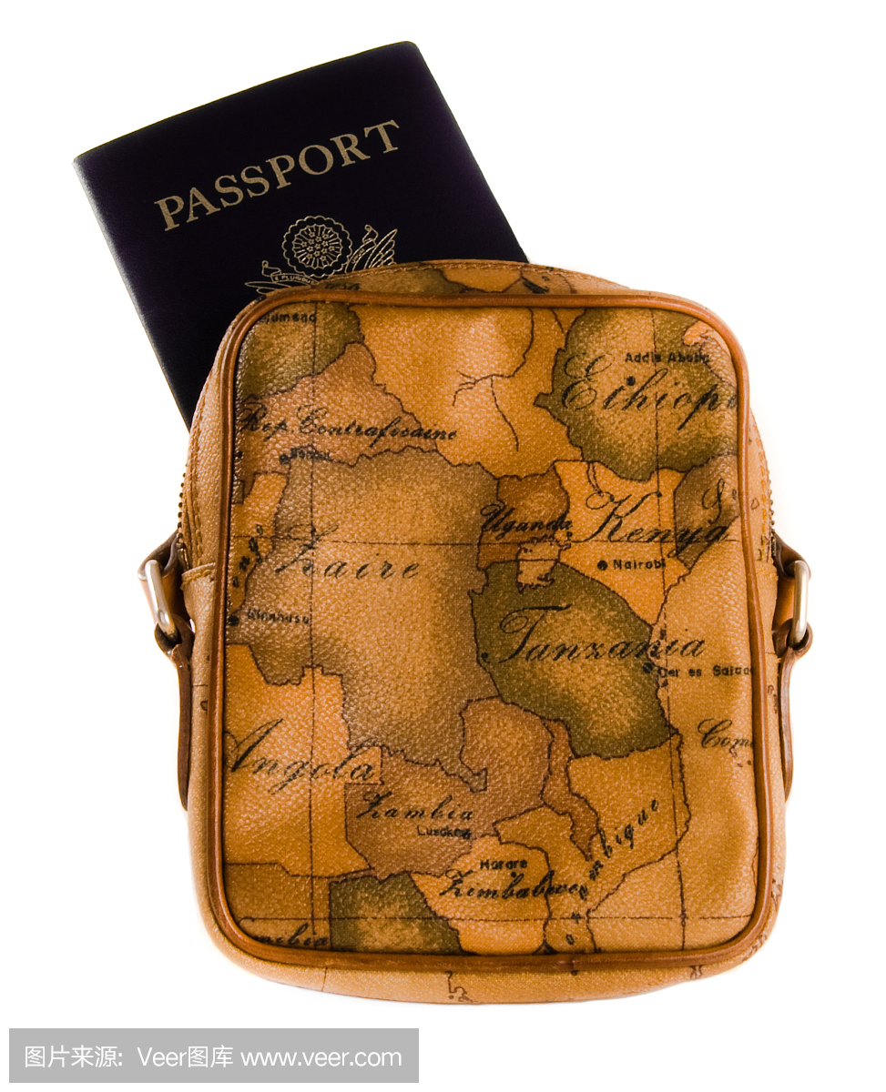 护照在非洲地图皮包