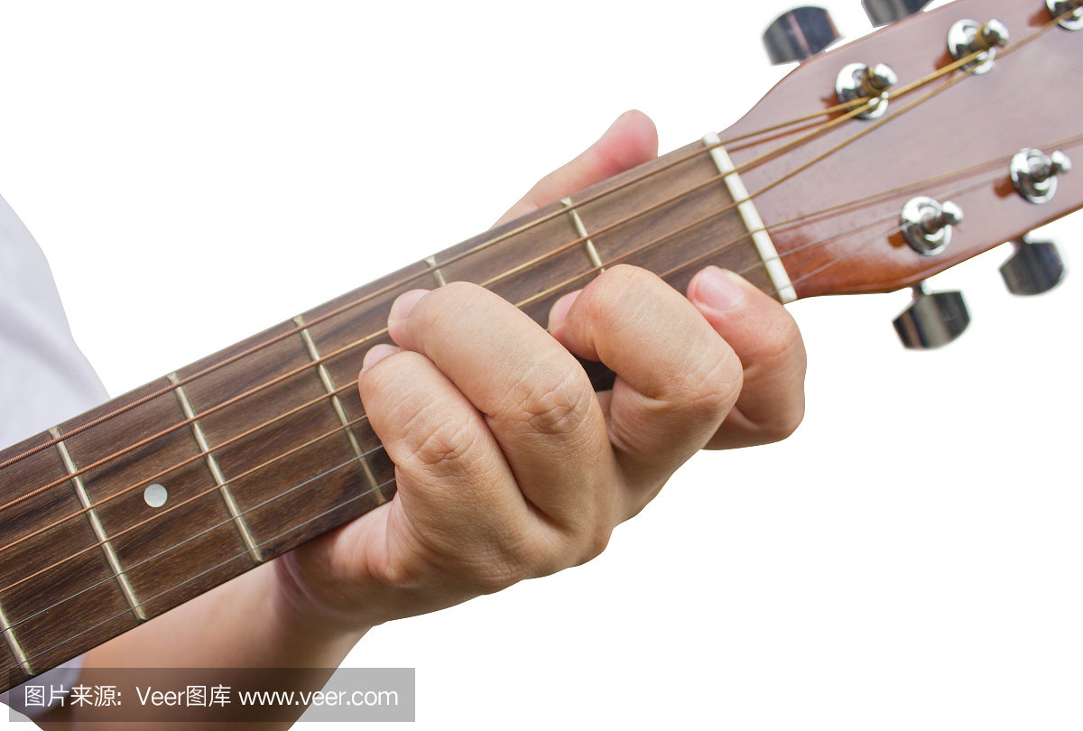 吉他手的手表F和弦。