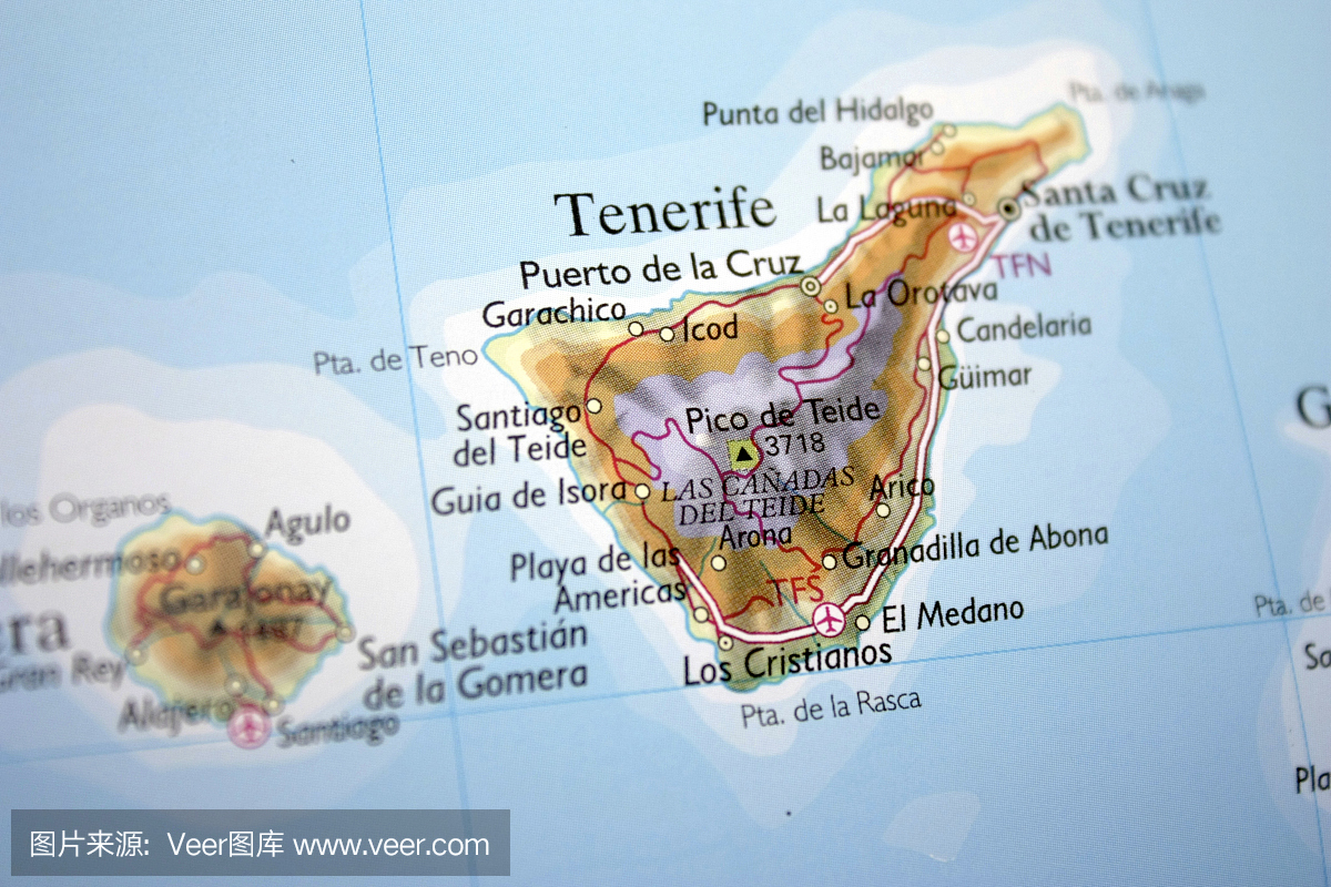 地图显示特内里费岛
