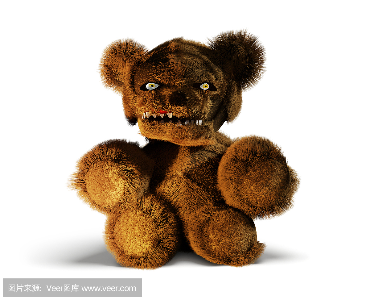 怪物恶魔恐怖邪恶的泰迪熊3d渲染