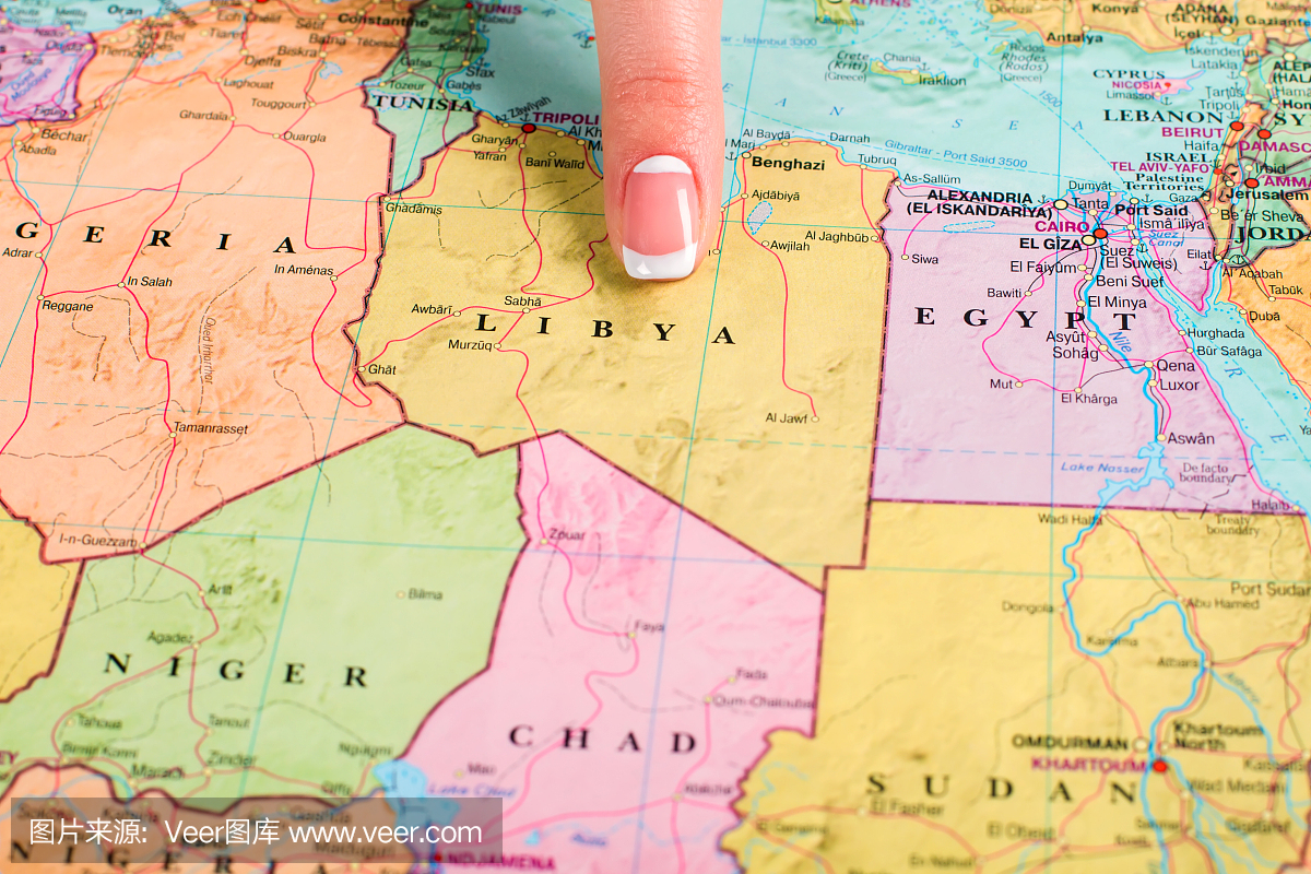 利比亚在世界地图上。